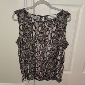 Nine West Sleeveless Snake-Print Camisole - Black & White